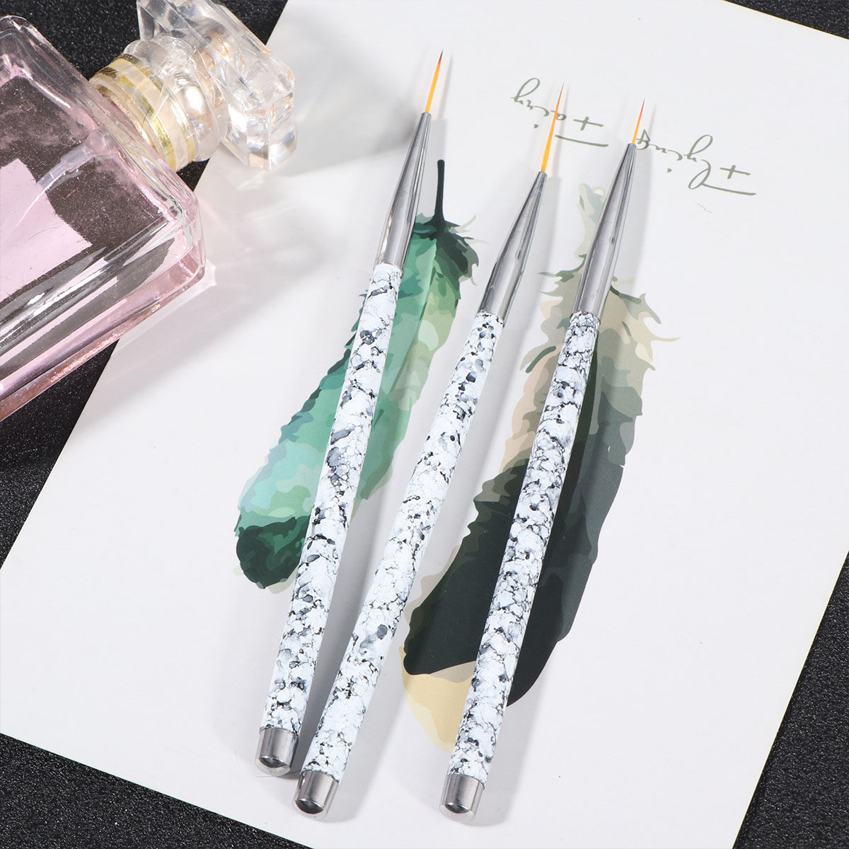 Brush Bristle Set - ชุดแปรงเพ้นท์เล็บ 3 ชิ้น ขนแปรงไนลอนแบบละเอียด สำหรับอะคริลิก เล็บปลอม
