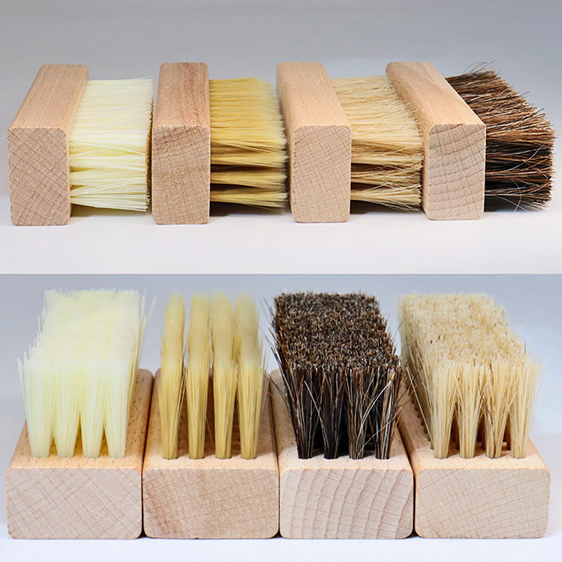 Sneaker Care Cleaning Kit - แปรงขัดรองเท้าแปรงขัดขนหมูนุ่มพลาสติกแปรงขัดรองเท้าด้ามไม้ที่มีประโยชน์